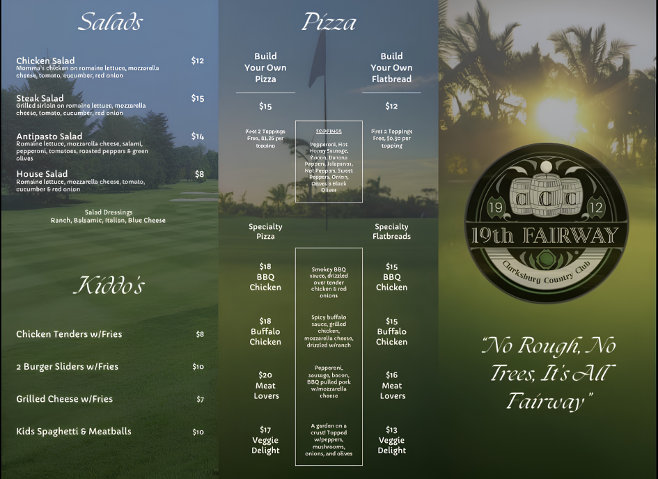 19th Fairway Menu 2